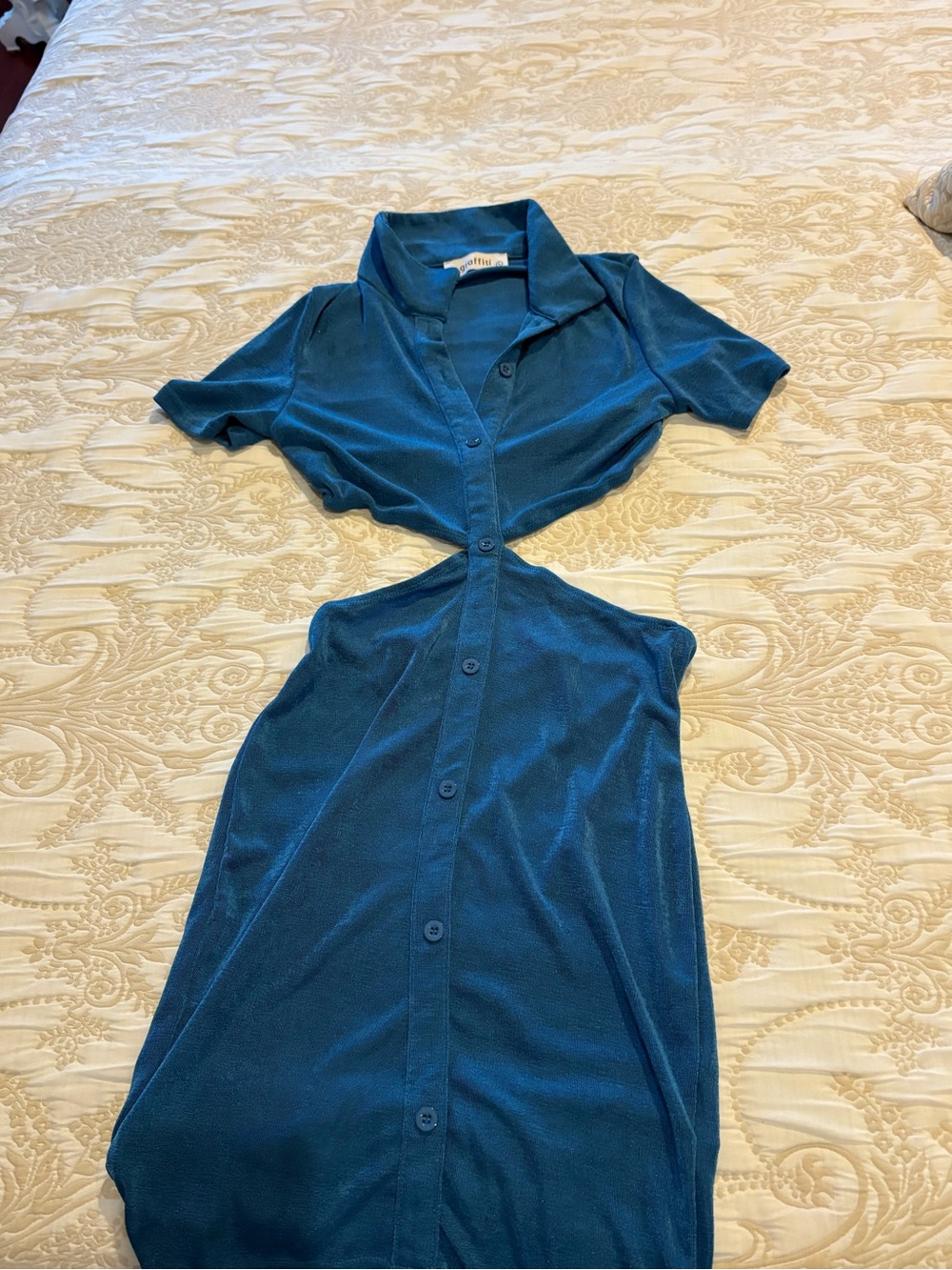 Raffi Bright Blue Knit Top with Polo Collar